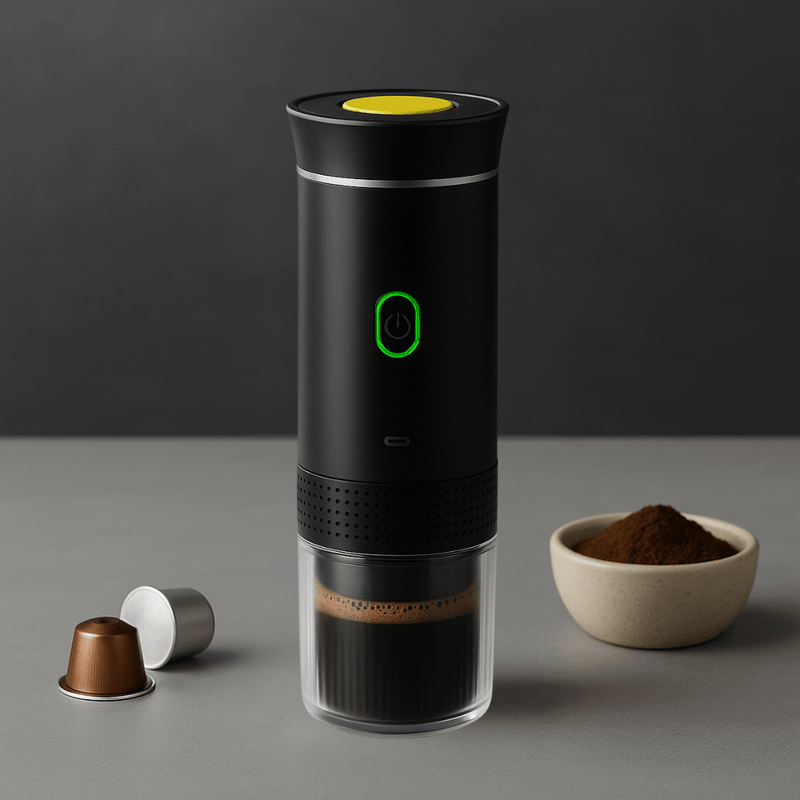 Cafeteira Elétrica Portátil Sem Fio - Compatível com todos os tipos de cápsulas e também com pó de café