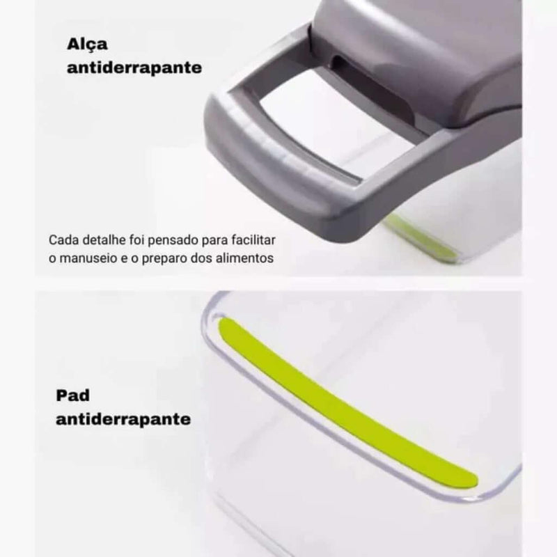 Cortador Multifuncional Aço Inoxidável com Lâmina de Aço 14 Peças - Torne a sua experiência na cozinha mais eficiente